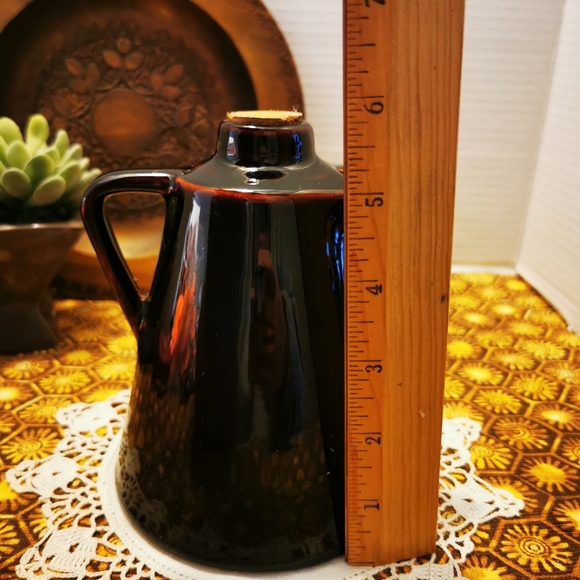 Vintage High Gloss Brown Glaze Pottery Leroux Creme de Cafe Jug Decanter - Picture 16 of 17